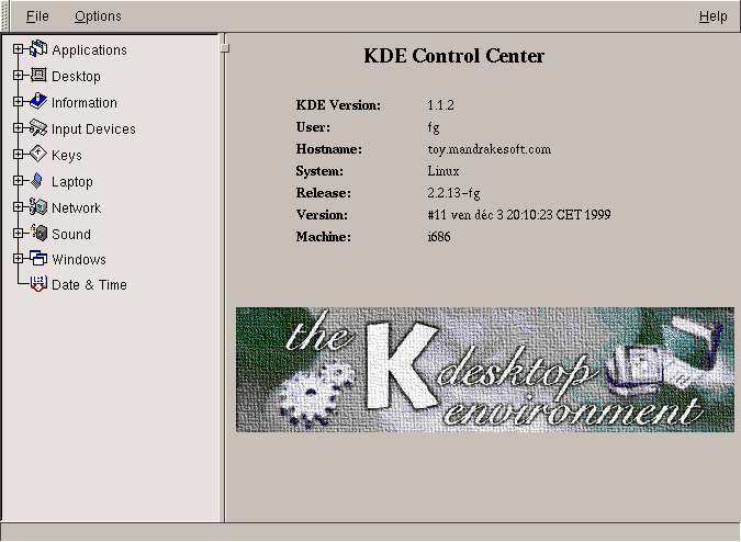 The KDE control center