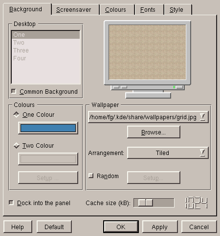 The KDE desk configuration